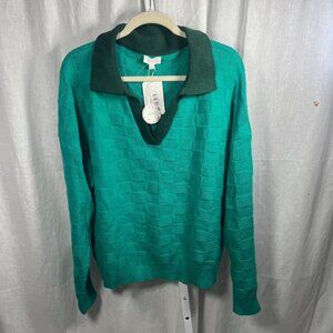NWT Oddy Curvy Jade Checkered Knit Sweater - Size 1XL